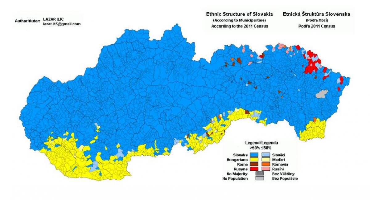 карта Словачкој етничка